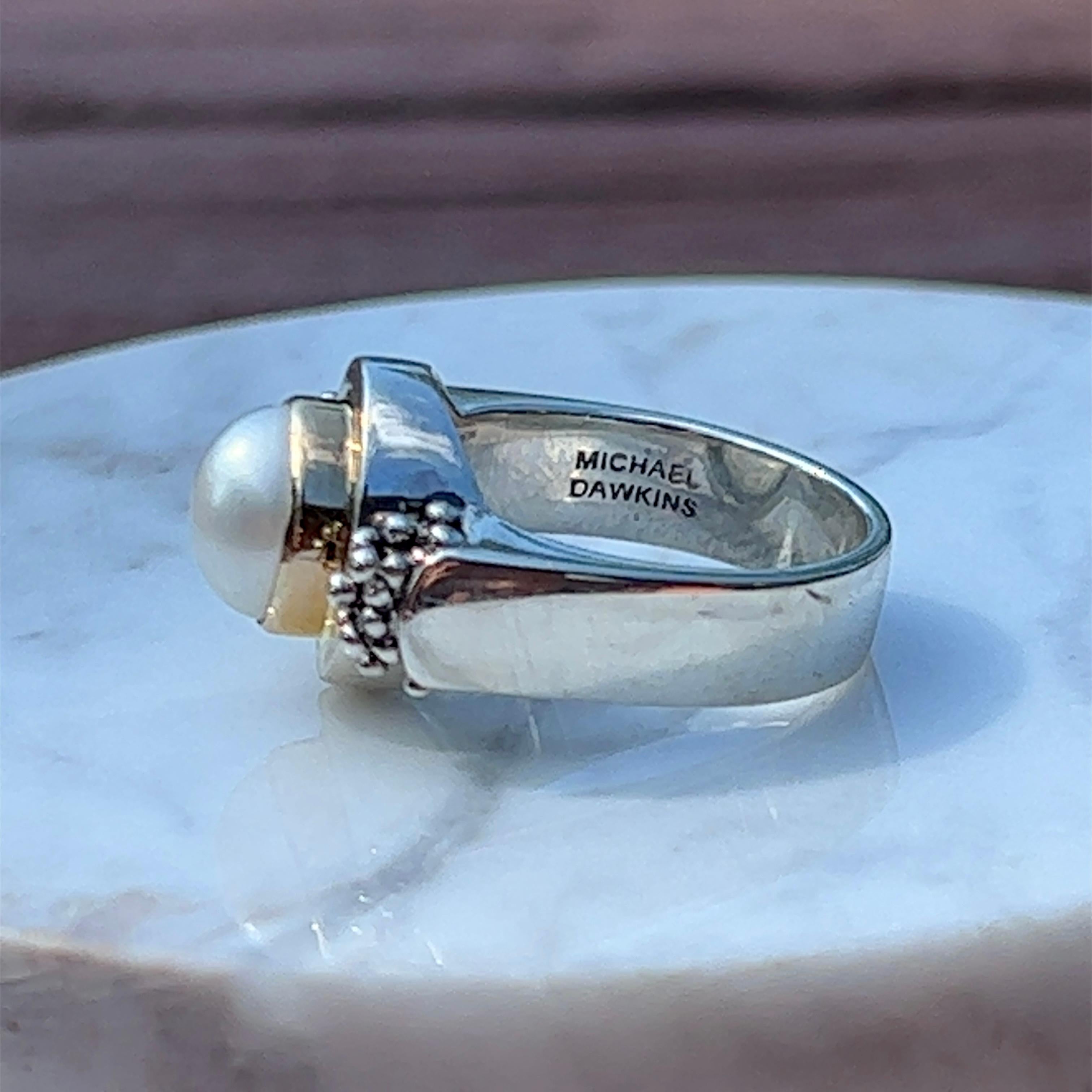 Women's or Men's Michael Dawkins Freshwater Pearl Ring in 14K Gold/Sterling Silver