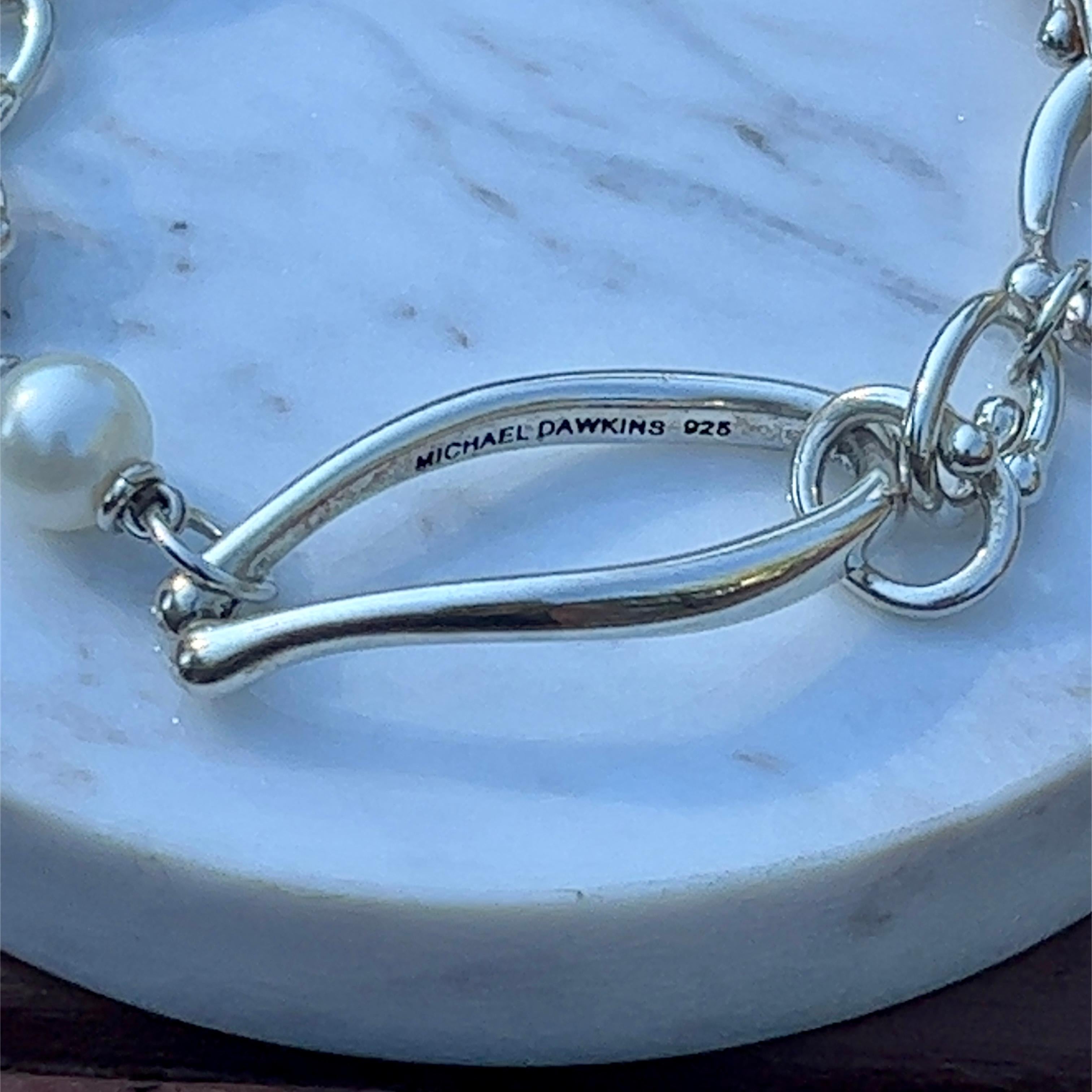 Women's or Men's Michael Dawkins Freshwater Pearl Sterling Silver 925 Link Bracelet