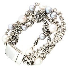 Michael Dawkins Sterling Silber und Perle Multi-Strand-Armband
