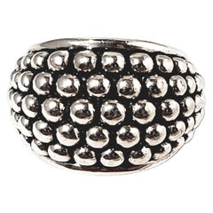 Michael Dawkins Sterling Silver Beaded Bell Ring