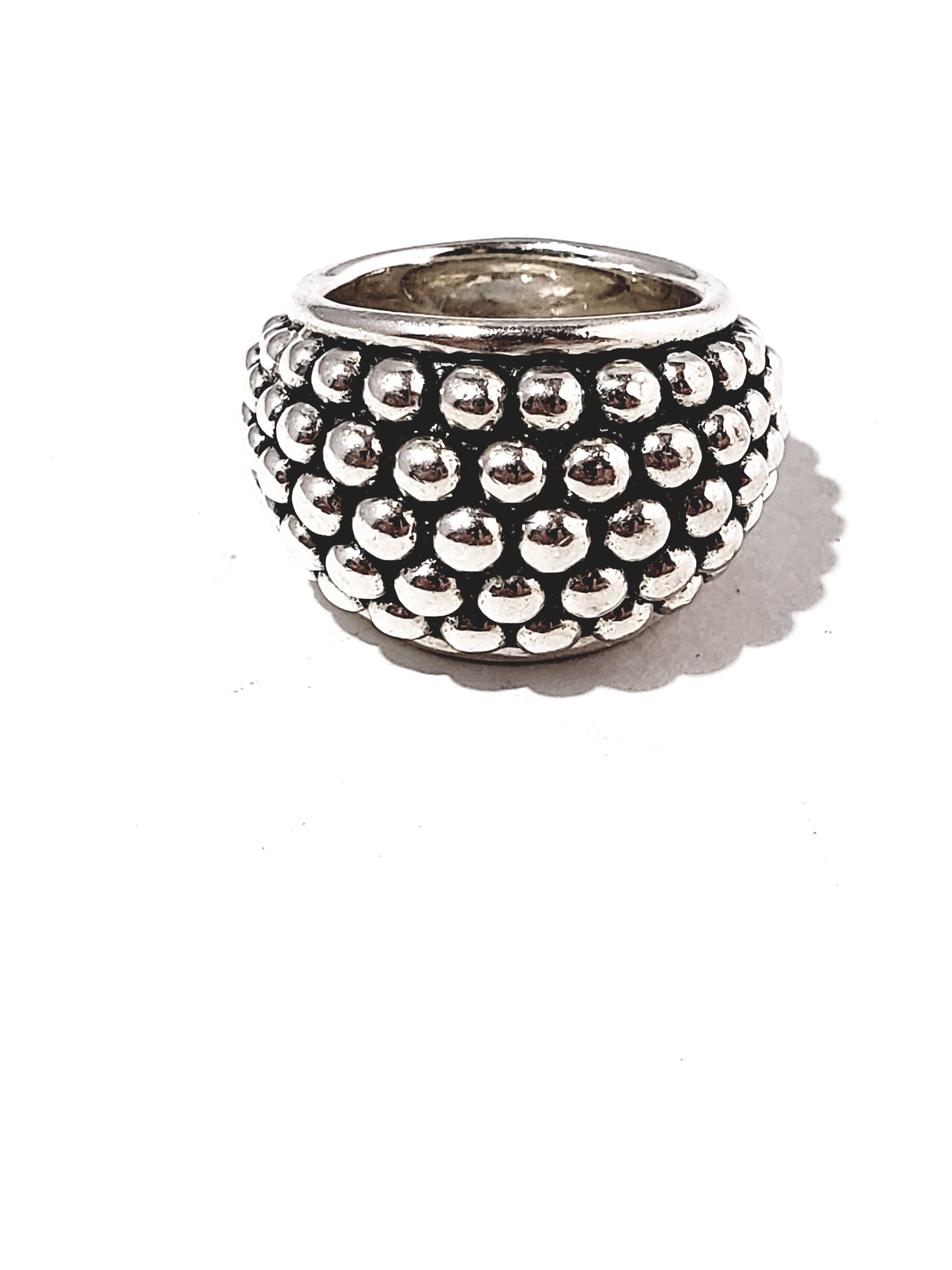 Michael Dawkins Sterling Silver Beaded Bell Ring 3
