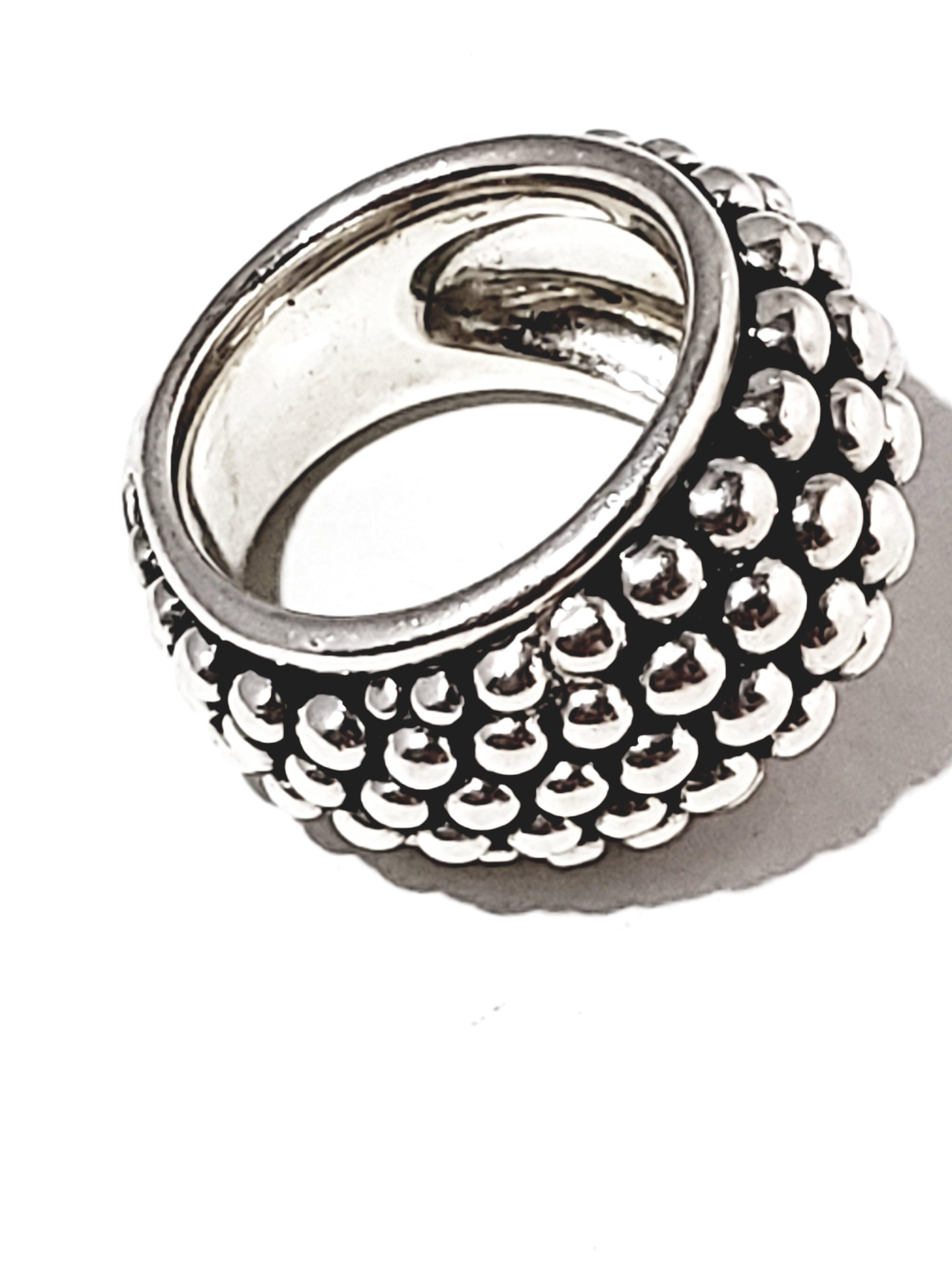 Michael Dawkins Sterling Silver Beaded Bell Ring 1
