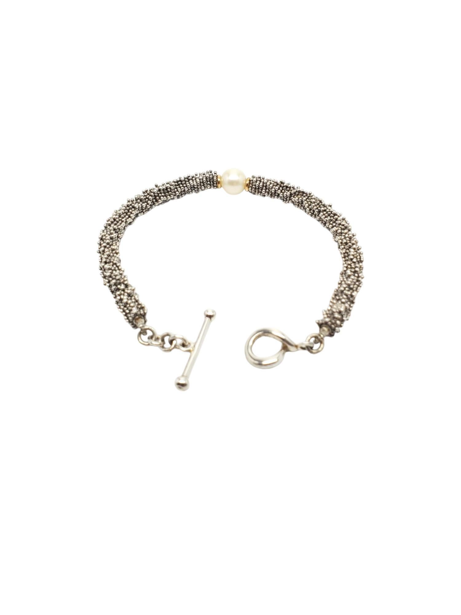 Michael Dawkins Sterling Silver Beaded Pearl Bracelet #17169 In Good Condition In Washington Depot, CT