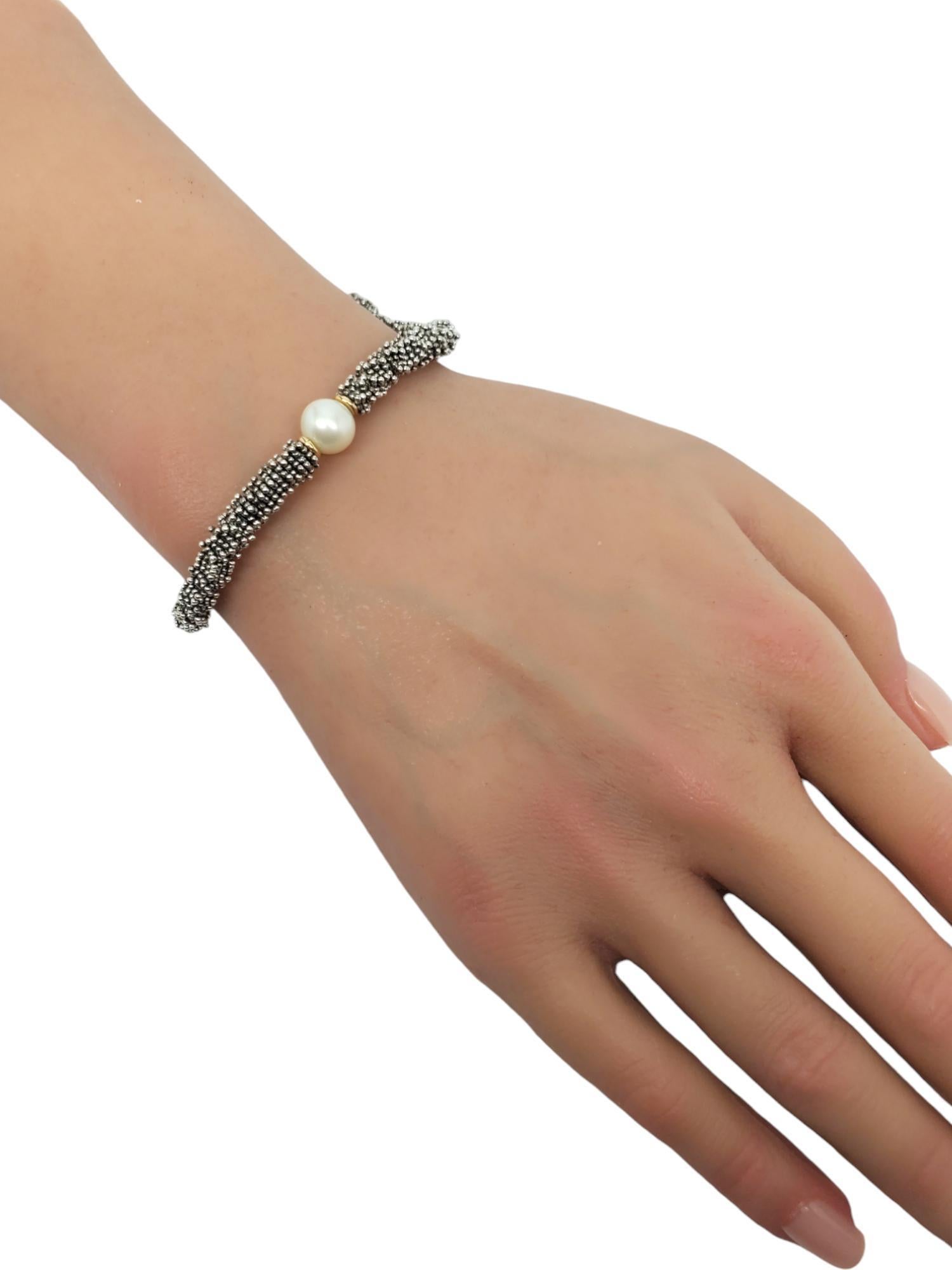 Michael Dawkins Sterling Silver Beaded Pearl Bracelet #17169 2