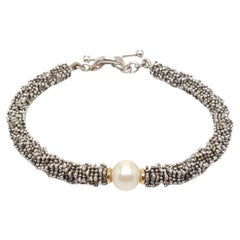 Michael Dawkins Sterling Silver Beaded Pearl Bracelet #17169