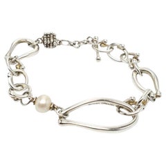 Michael Dawkins Sterling Silver Chain With Pearl Bracelet #17170