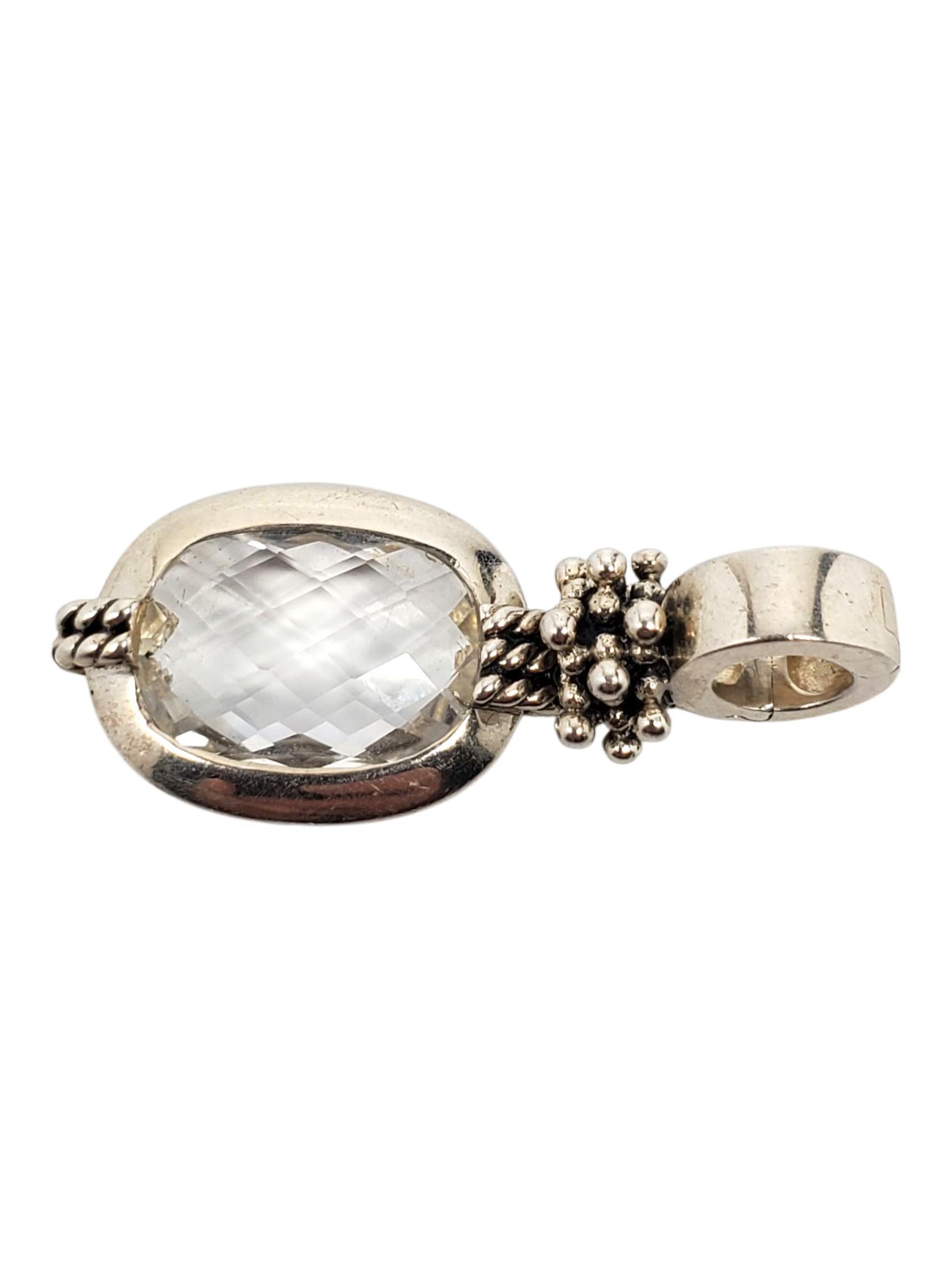 Taglio ovale Michael Dawkins - Ciondolo con quarzo chiaro in argento Sterling #23786 in vendita