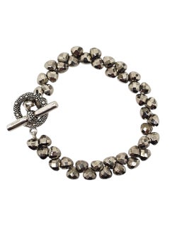 Michael Dawkins Sterling Silver Faceted Bead Toggle Bracelet #23337