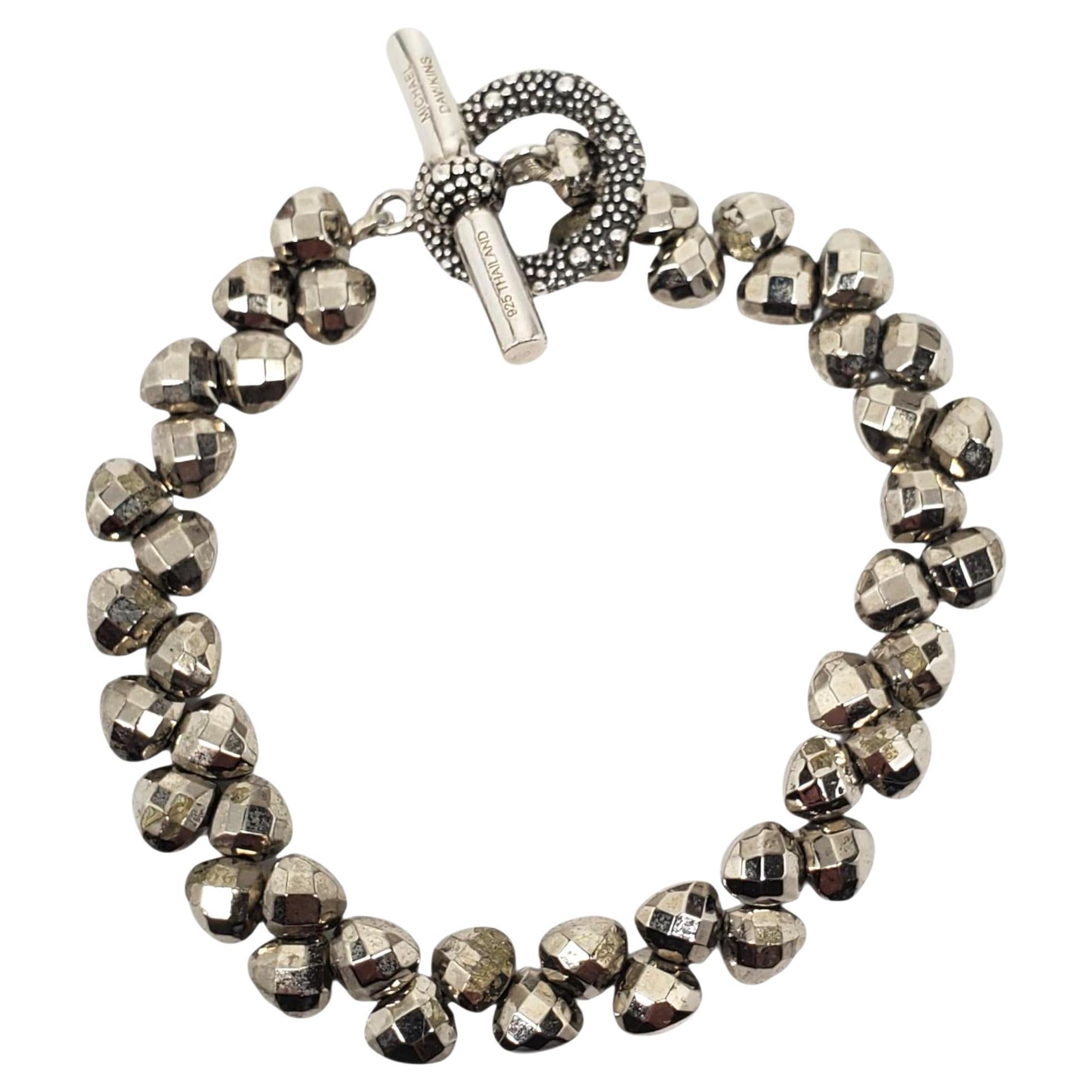 Michael Dawkins Sterling Silver Faceted Bead Toggle Bracelet #23337