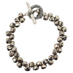 Michael Dawkins Sterling Silver Faceted Bead Toggle Bracelet #23337