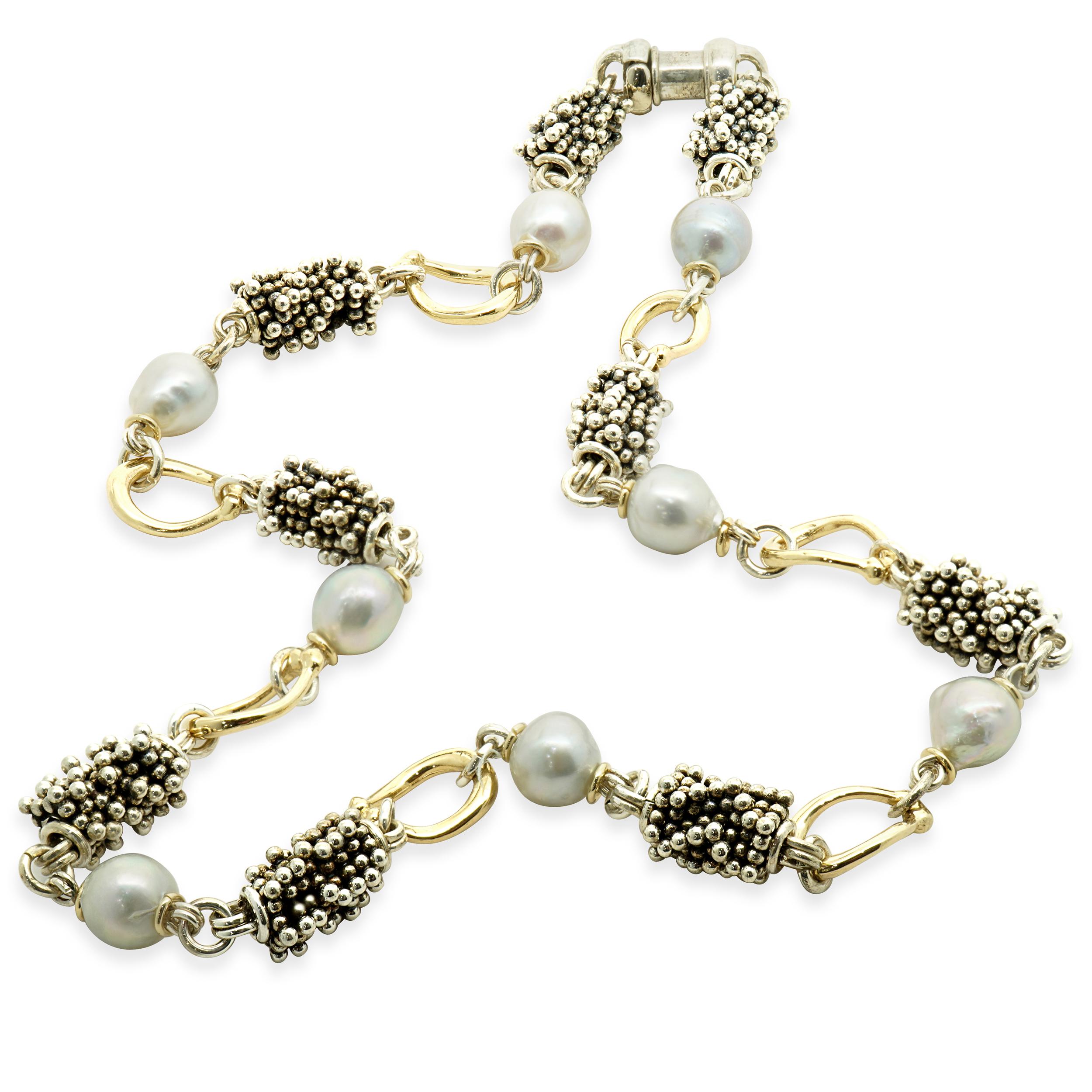 Taglio rotondo Michael Dawkins - Collana di perle d'acqua dolce in argento sterling in vendita