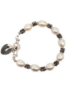 Michael Dawkins Sterling Silver Freshwater Pearl Toggle Bracelet #23309