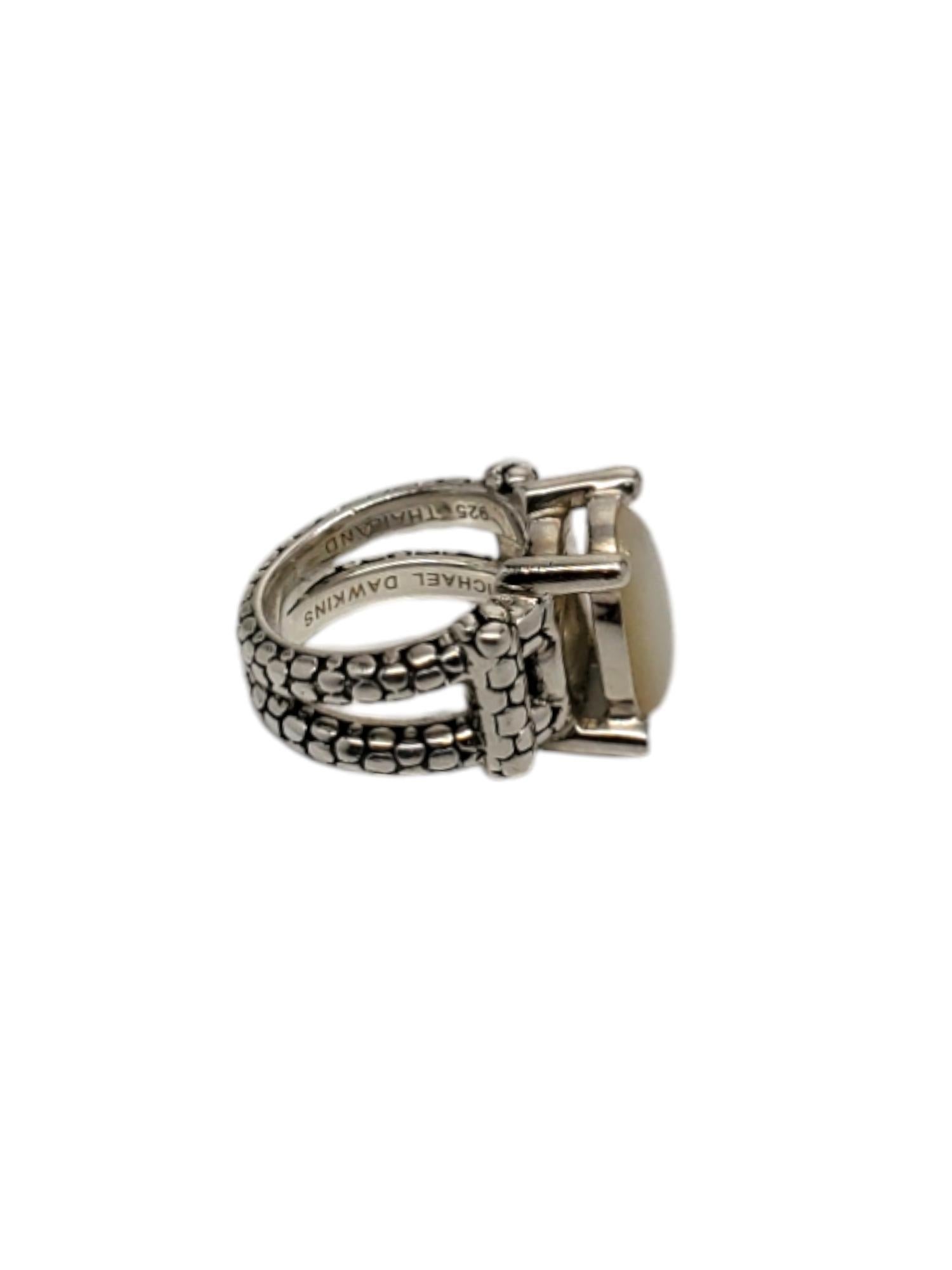 Michael Dawkins Sterling Silver Mother Of Pearl Ring Size 6 #20231 In Good Condition For Sale In Washington Depot, CT