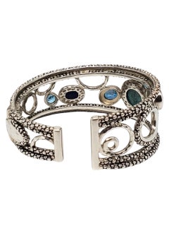 Michael Dawkins Bracciale con cerniera in argento con più pietre #23339