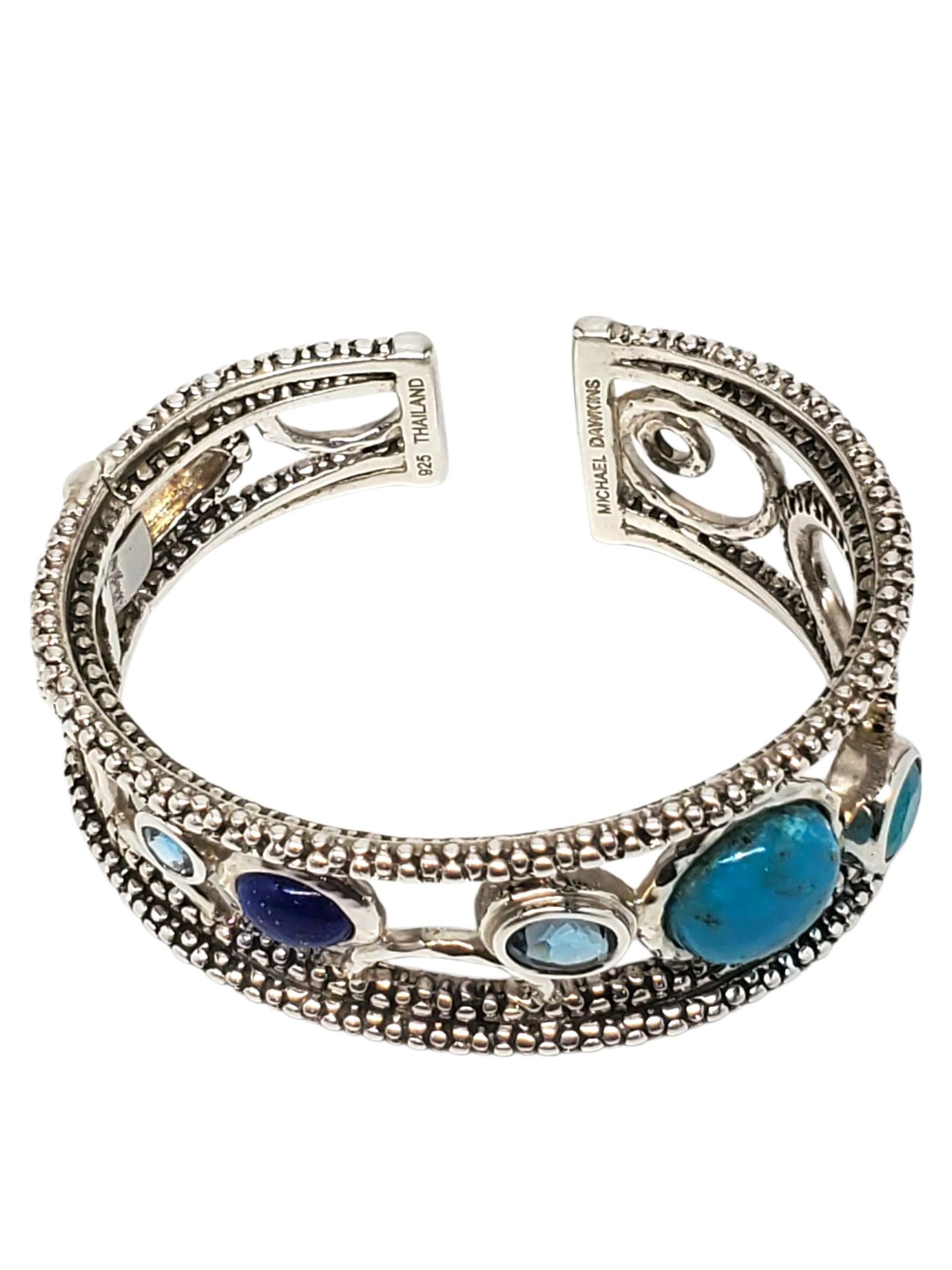 Contemporaneo Michael Dawkins Bracciale con cerniera in argento con più pietre #23339 in vendita