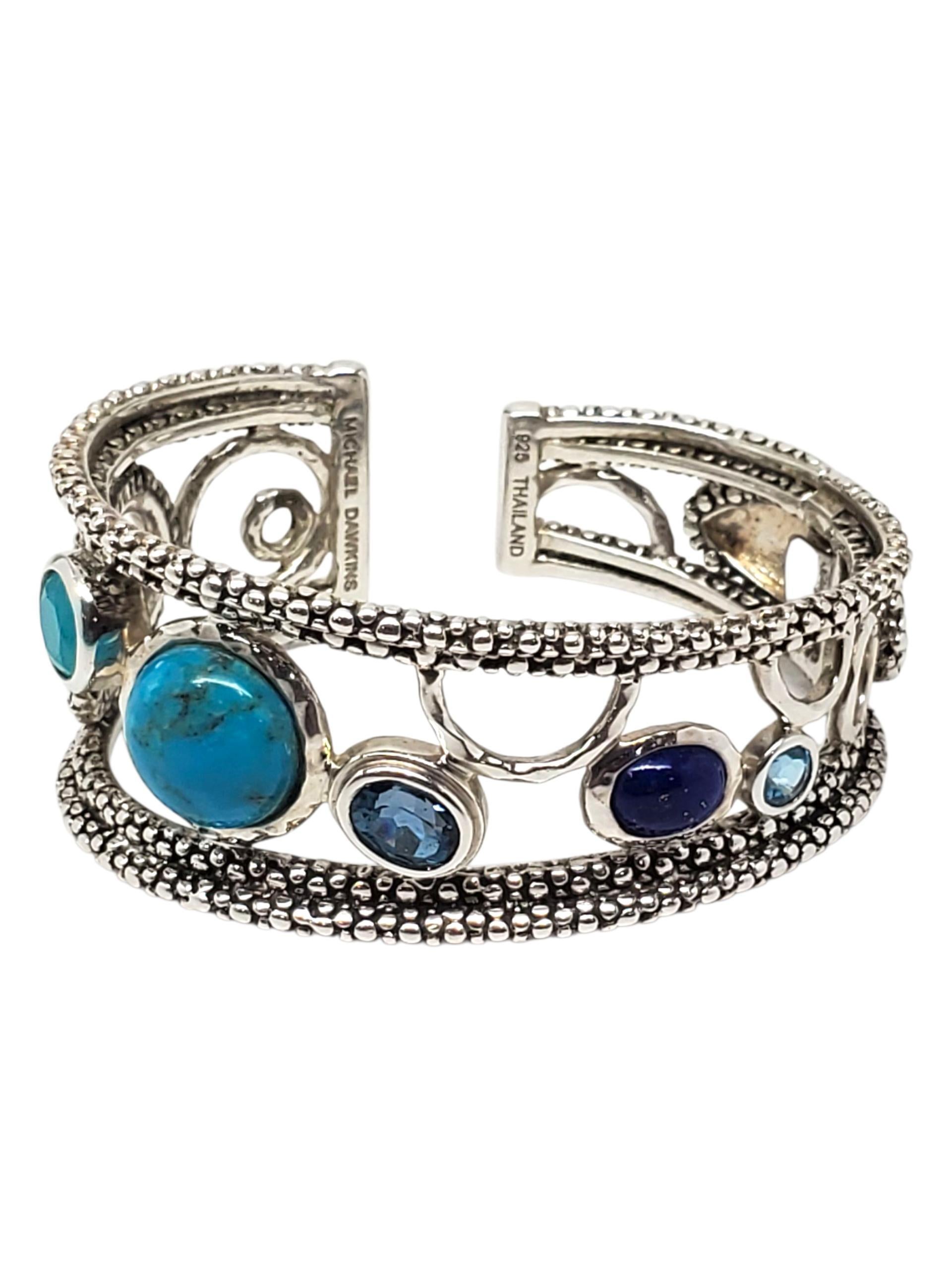 Michael Dawkins Bracciale con cerniera in argento con più pietre #23339 In condizioni buone in vendita a Washington Depot, CT