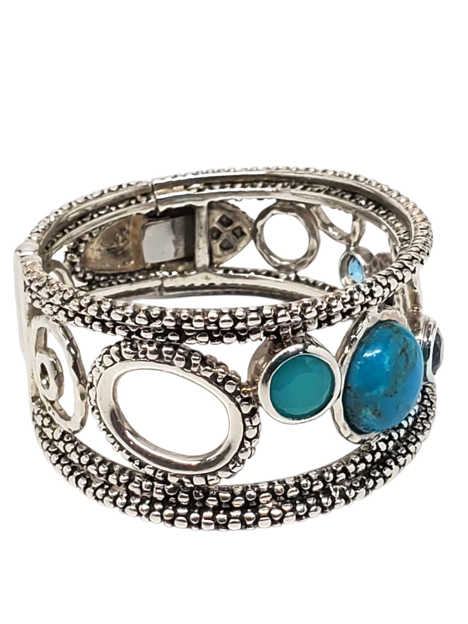 Donna Michael Dawkins Bracciale con cerniera in argento con più pietre #23339 in vendita