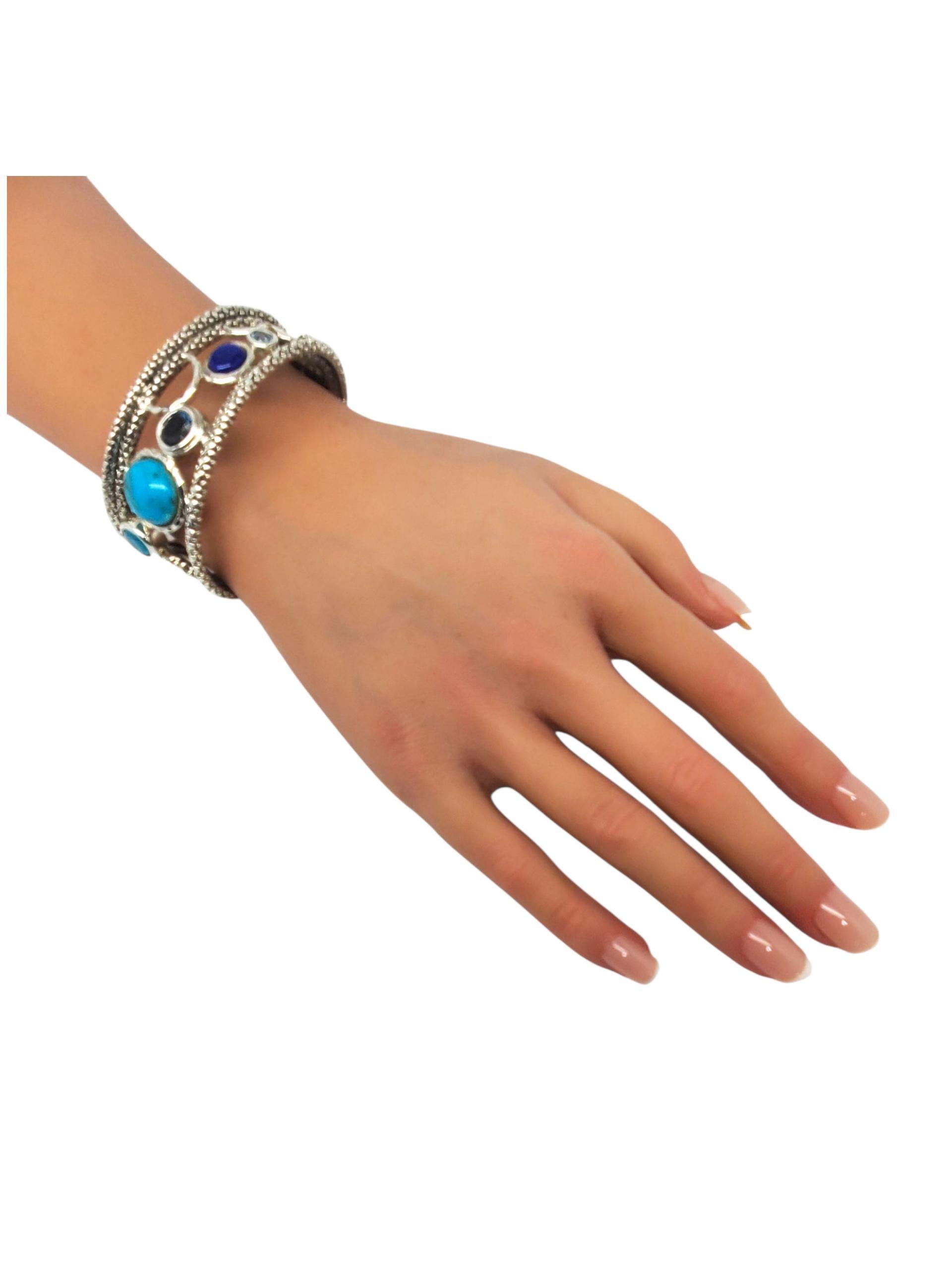 Michael Dawkins Bracciale con cerniera in argento con più pietre #23339 in vendita 4