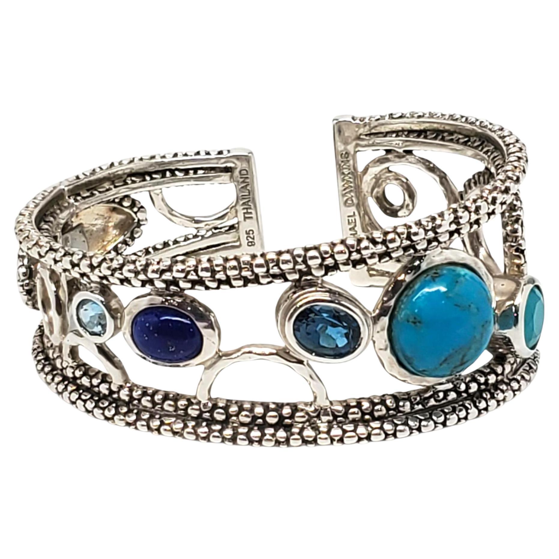 Michael Dawkins Bracciale con cerniera in argento con più pietre #23339