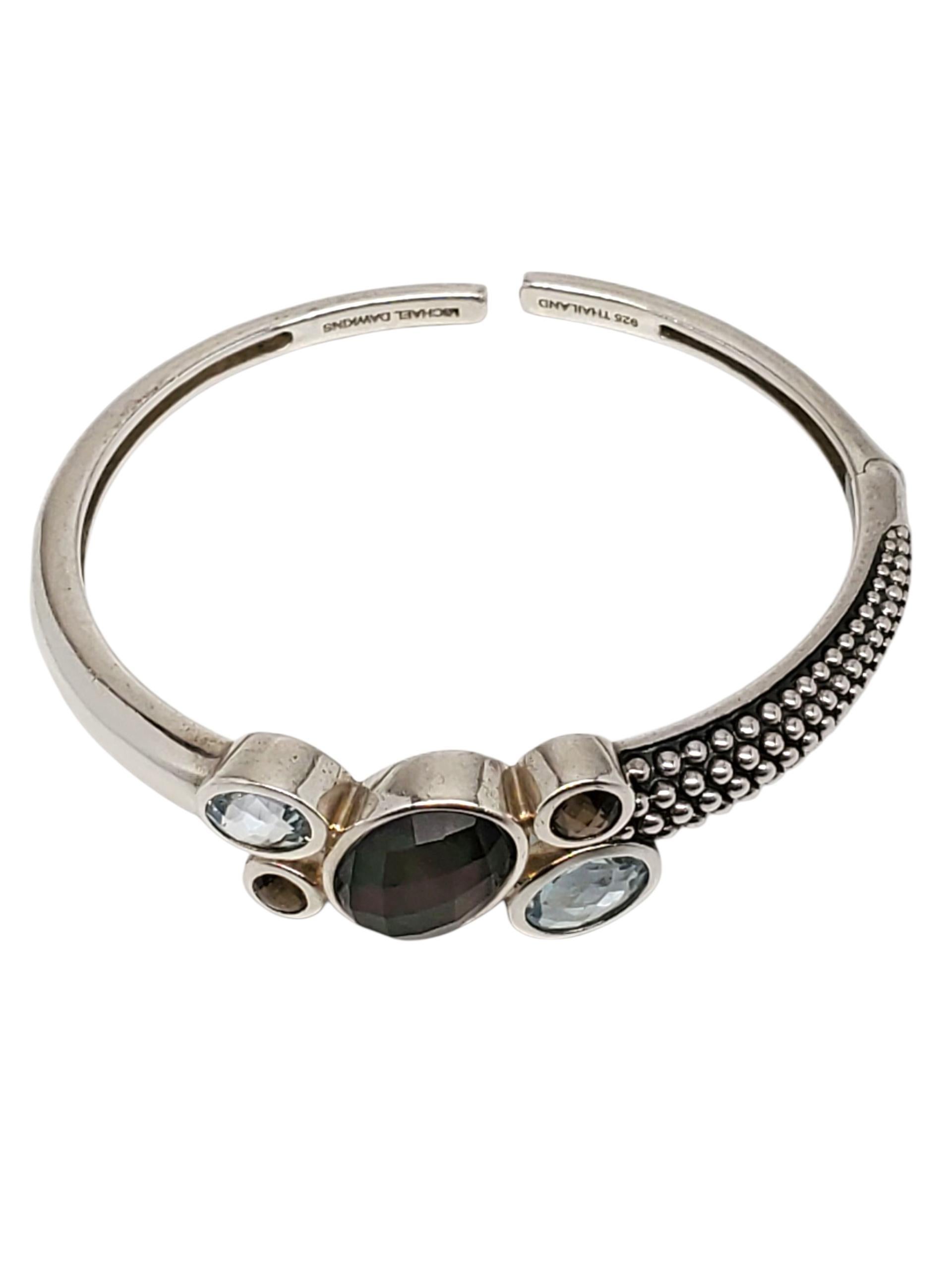 Donna Michael Dawkins Bracciale con cerniera in argento con più pietre #23341 in vendita