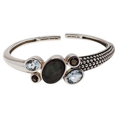 Michael Dawkins Sterling Silver Multi Stone Hinged Cuff Bracelet #23341