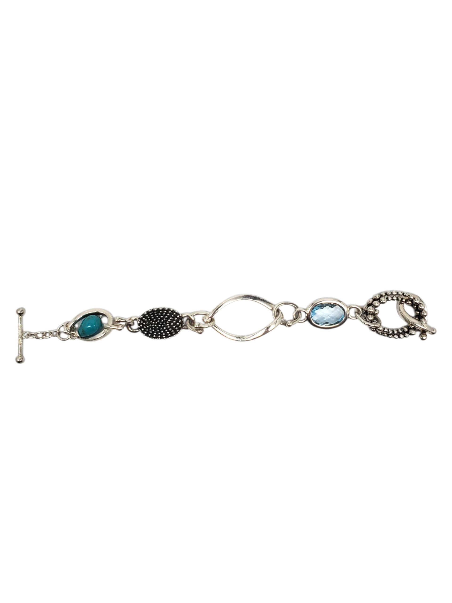 Contemporaneo Michael Dawkins Bracciale scultoreo a più pietre in argento #23312 in vendita