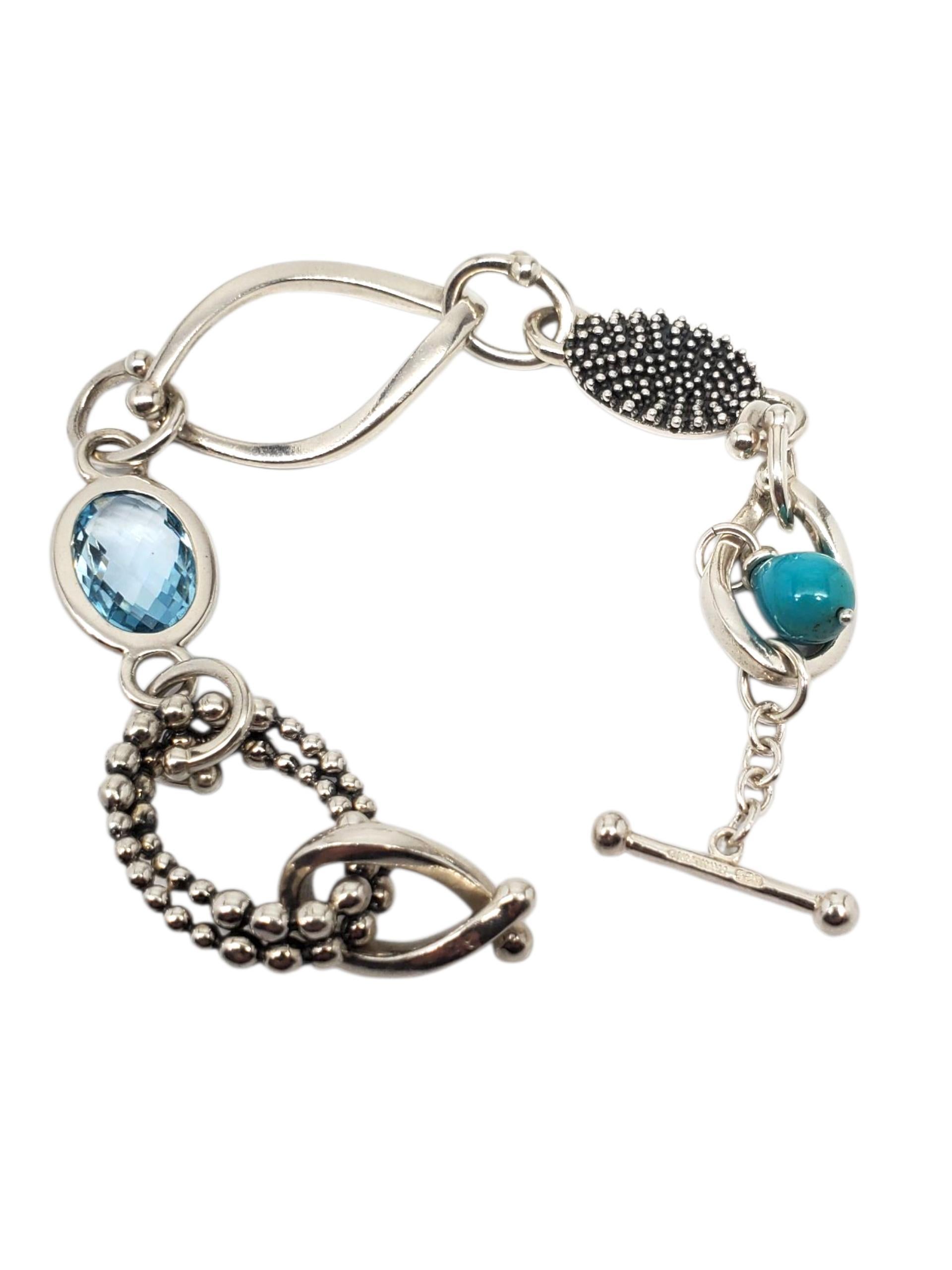 Donna Michael Dawkins Bracciale scultoreo a più pietre in argento #23312 in vendita