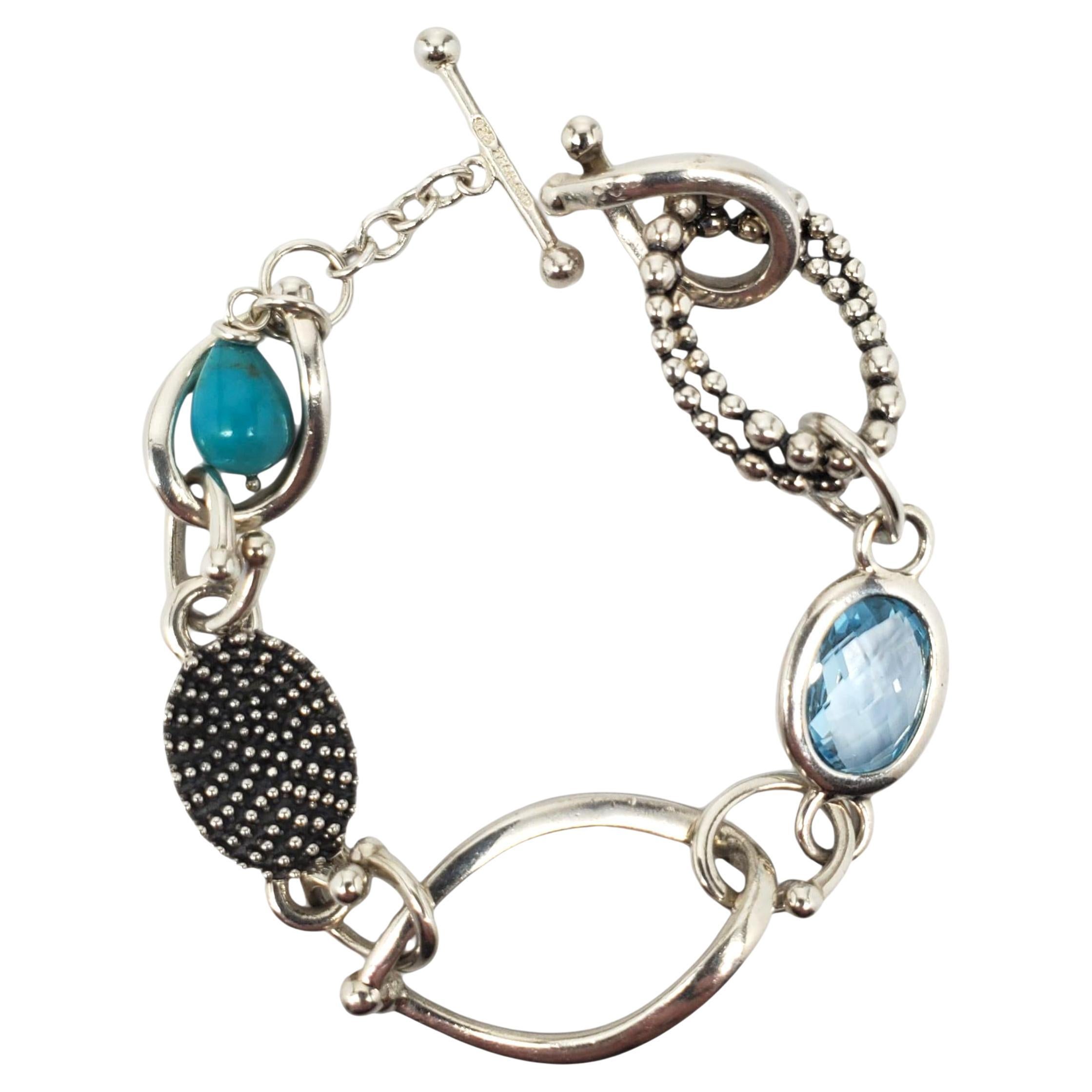 Michael Dawkins Bracciale scultoreo a più pietre in argento #23312