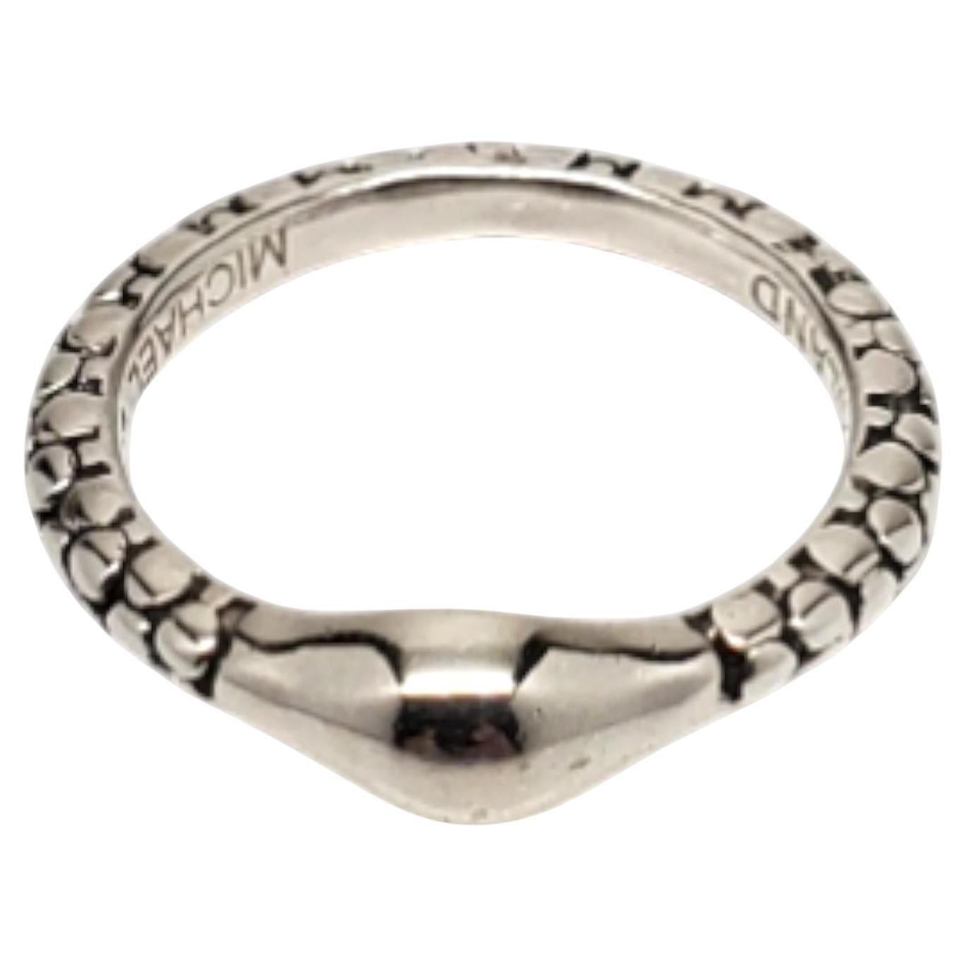 Michael Dawkins Sterling Silver Pebble Bead Ring Size 7 #22293 en vente