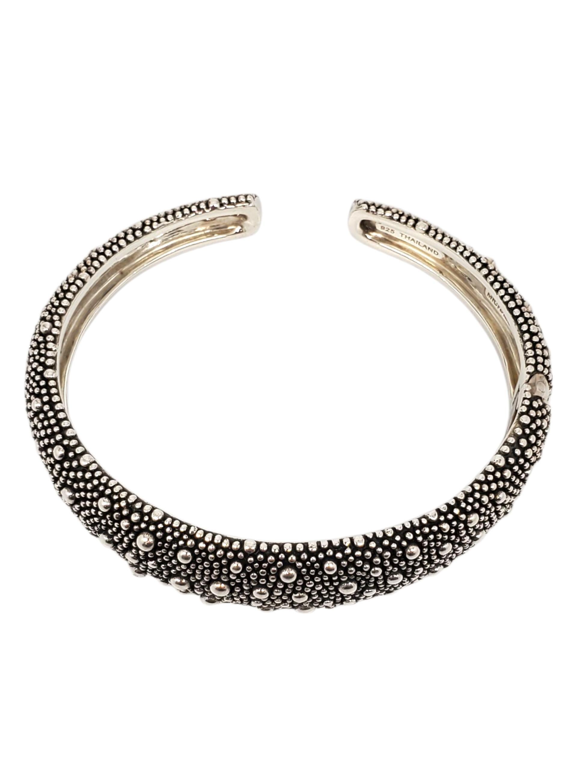 Donna Michael Dawkins Bracciale a cerniera in argento con ciottoli #23340 in vendita