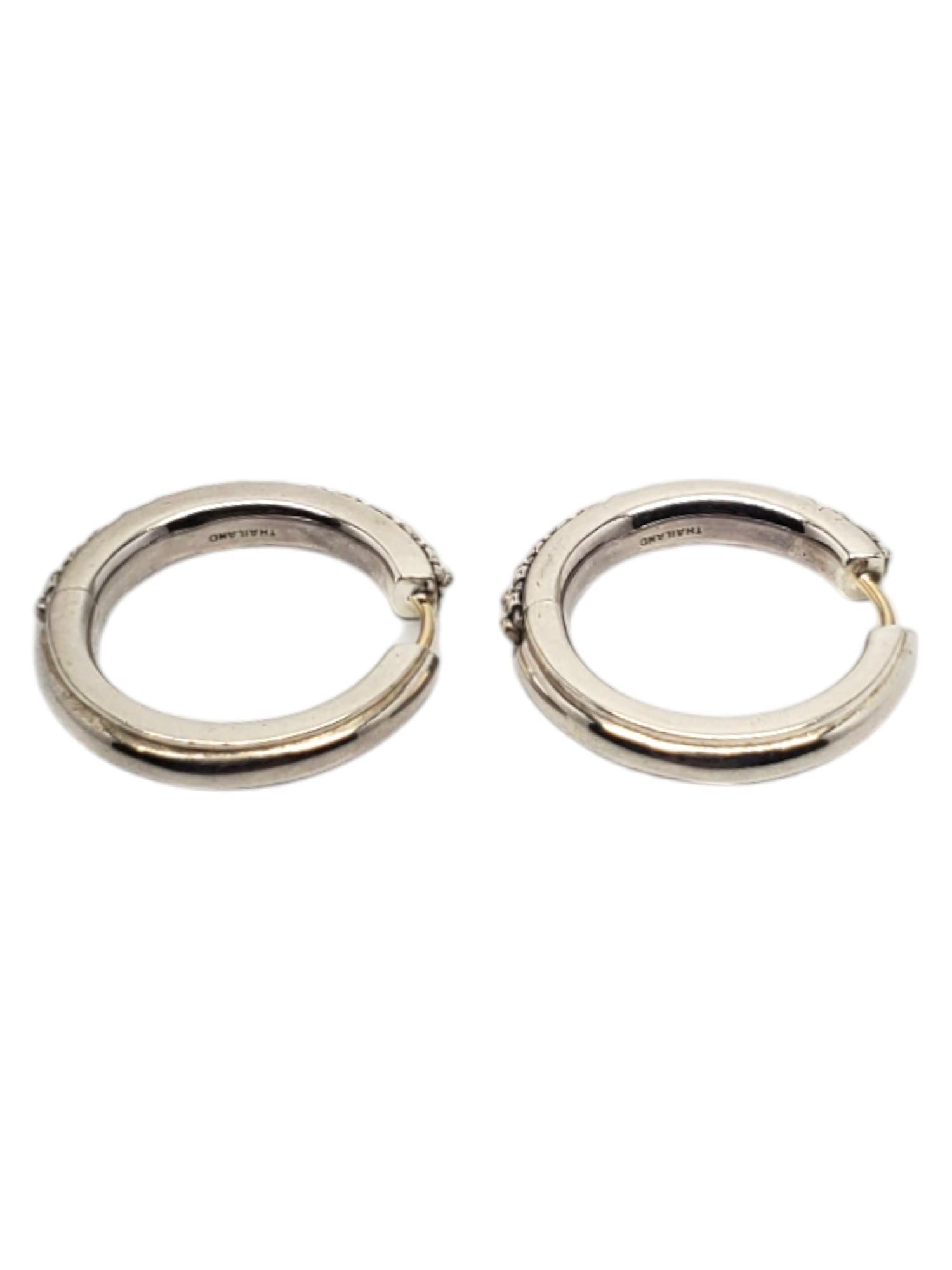 Women's Michael Dawkins Sterling Silver Pebble Hoop Earrings with 14K Posts #19586