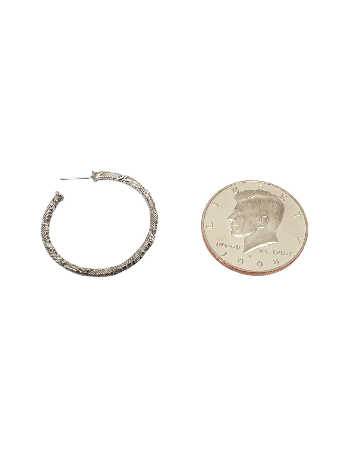 Michael Dawkins Sterling Silver Pebble Hoop Earrings with 14K Posts #19586 3