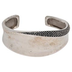 Michael Dawkins Sterling Silver Sculptured Bead Granulation Cuff Bracelet #15371