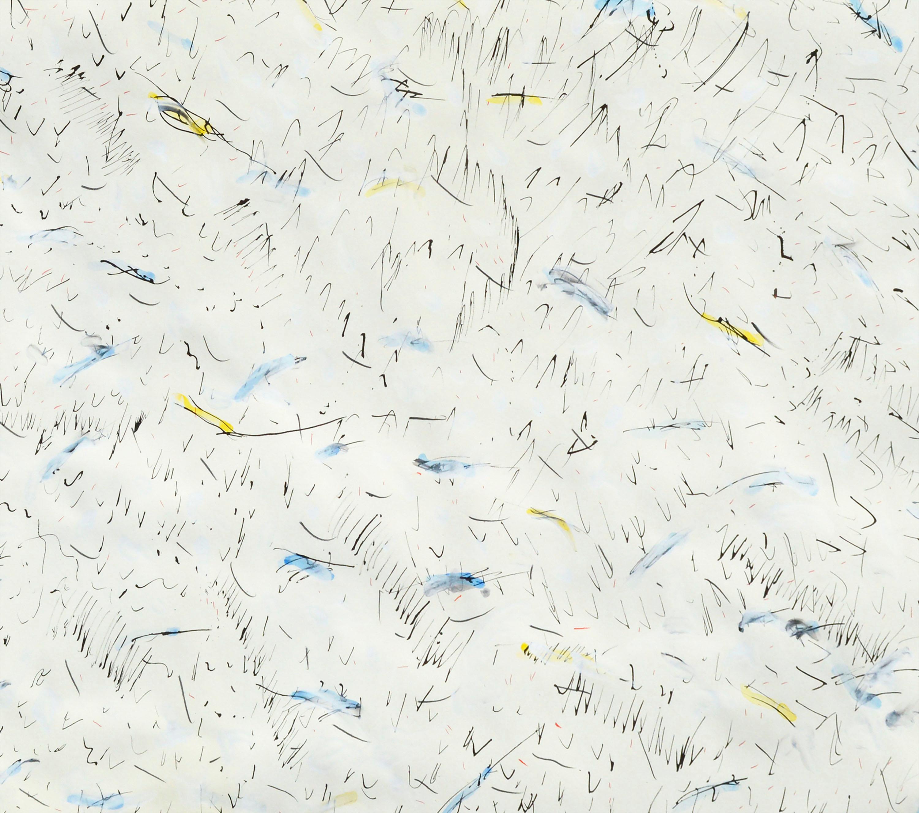 Blue, Yellow & Red Confetti Abstract - Painting by Michael Dee Cookinham