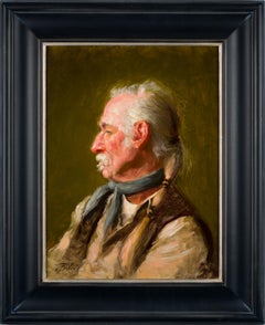 "An Old Cowboy" (2015) By Michael DeVore, Original Oil Portrait Painting