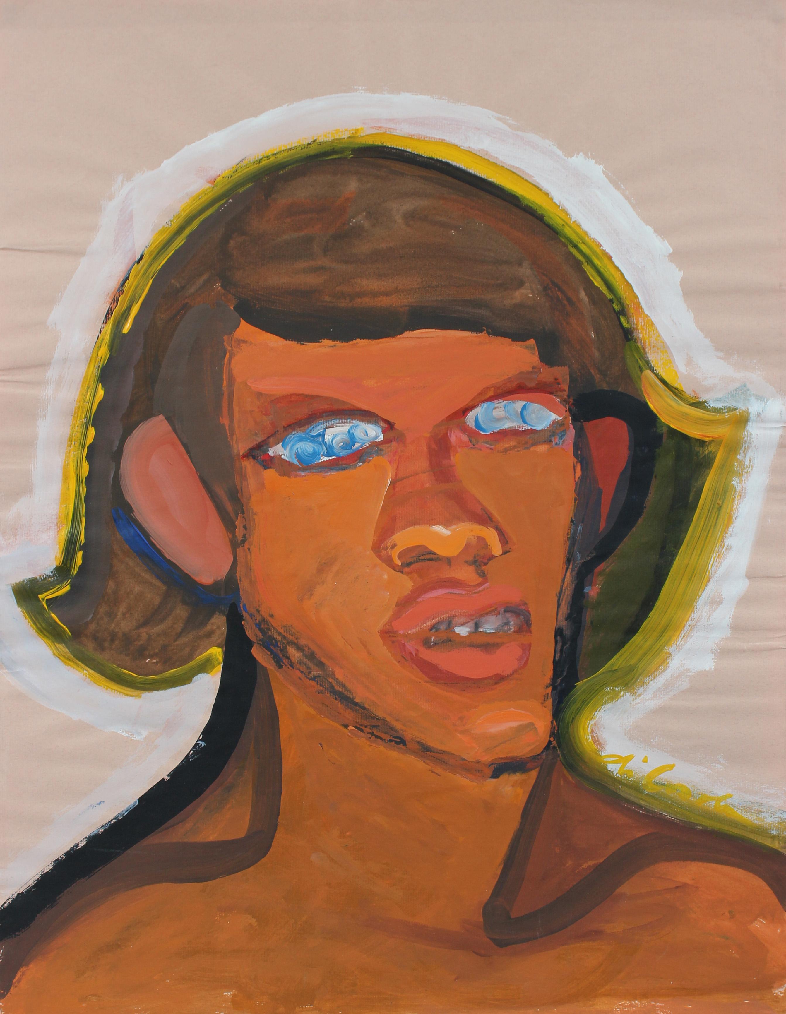 Michael di Cosola Portrait Painting - Expressionist Portrait in Gouache, Mid 20th Century