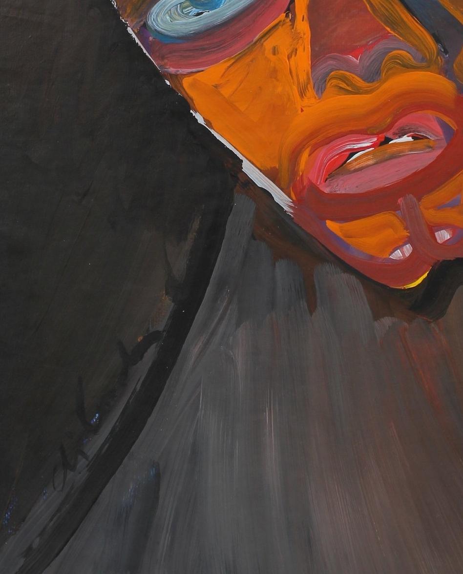 Moody Surreal Portrait Mid-Late 20th Century Gouache - Painting by Michael di Cosola