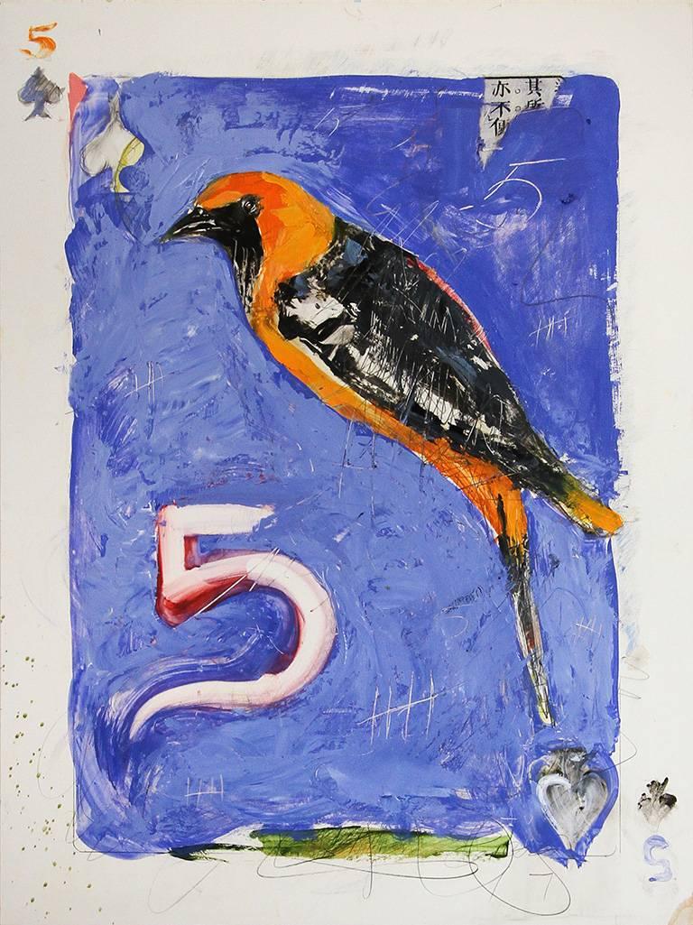 Michael Dickter Animal Painting - 5 of Spades