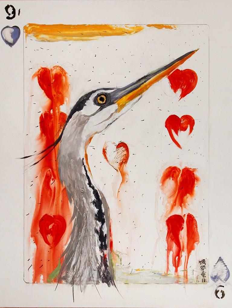 Michael Dickter Animal Painting - 9 of Hearts