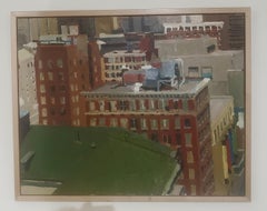 Grant Building, Abstract Impressionism, Oil, 24x30 , Framed, Light Shadow