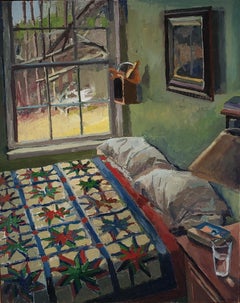 La chambre à coucher, Impressionnisme abstrait, huile, 24 x 30, encadrée, ombre claire