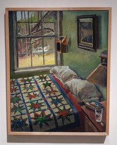 The Bedroom, Abstract Impressionism, Oil, 24x30 , Framed, Light Shadow