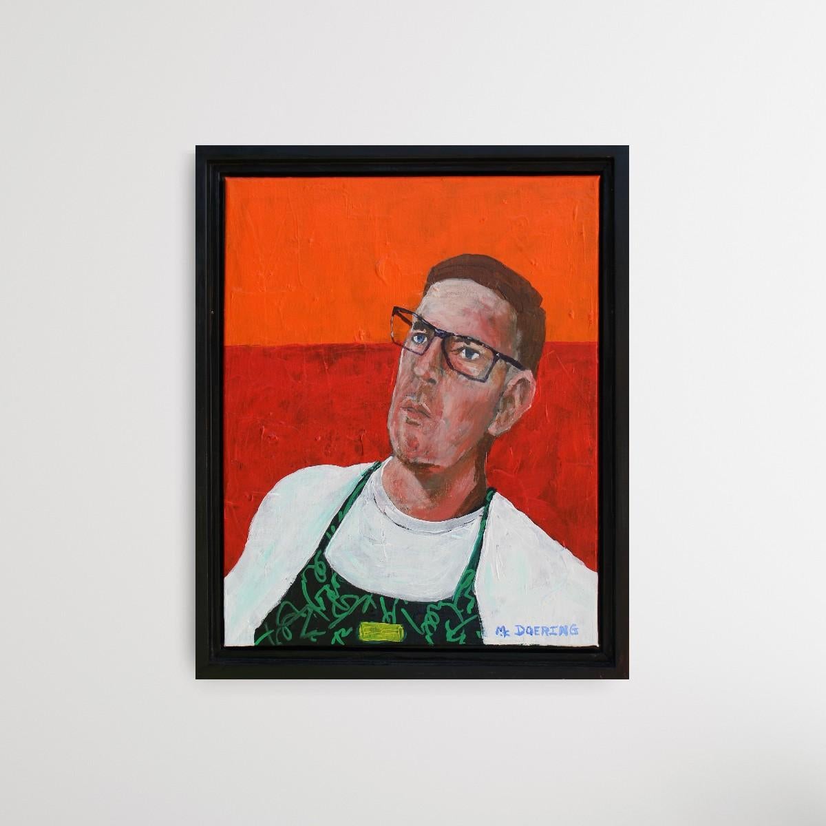 Self-Portrait avec fond orange et rouge en vente 1