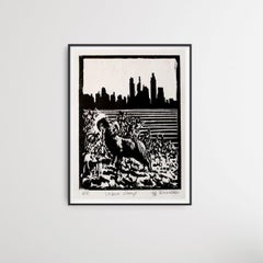 Urban Sheep Linocut