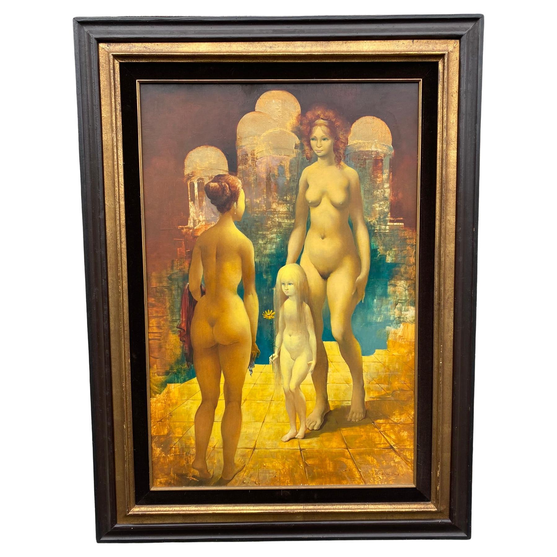 Michael Doré "the Venetian Blond" Oil on Panel Signed and Dated 1967 For Sale