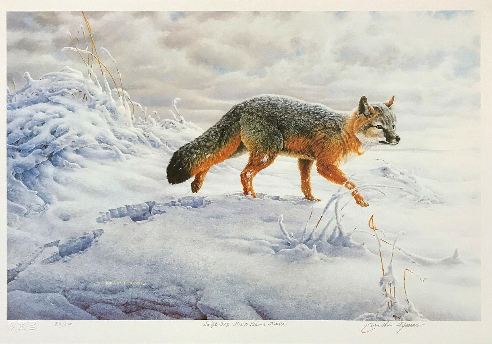 Michael Dumas Figurative Print - SWIFT FOX - GREAT PLAINS WINTER