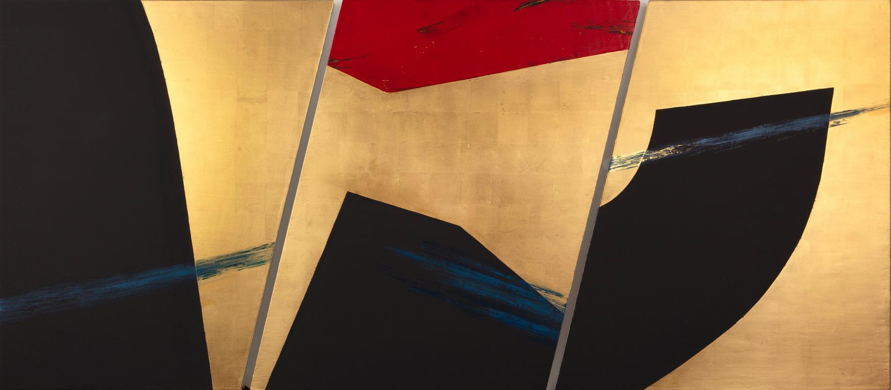 Abstract Painting di Michael Dweck - Armatura dorata