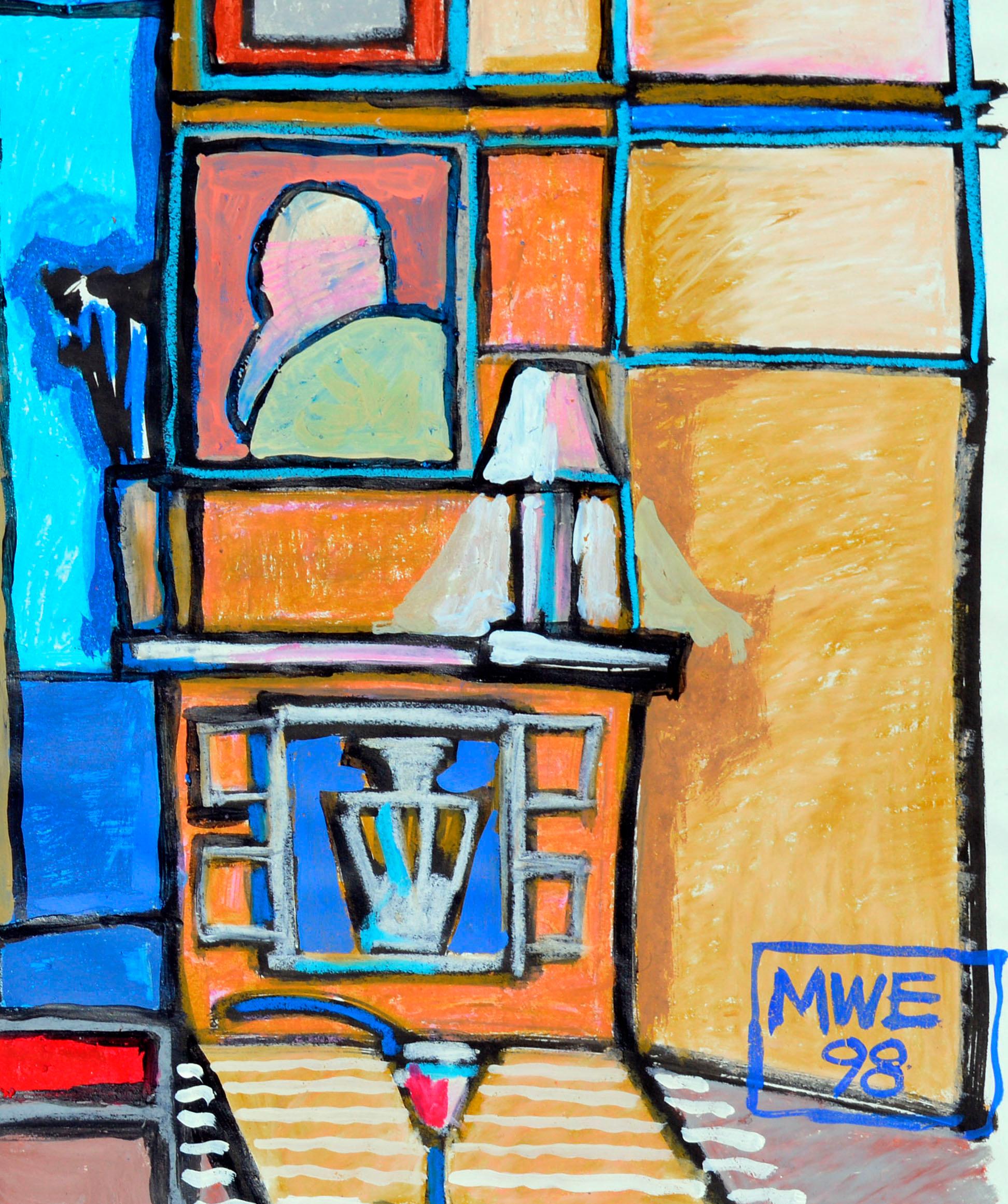 Late 20th Century Abstract -- Two Figures and Interior - Abstract Expressionist Painting by Michael Eggleston