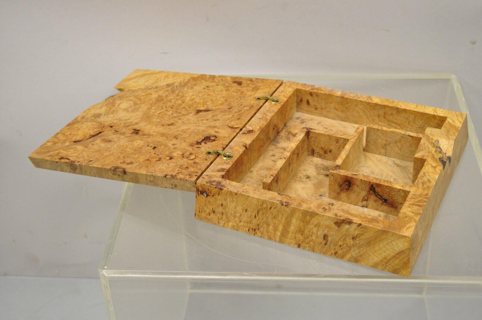 Michael Elkan Studio Craft Carved Burl Wood Trinket Desk Box 1