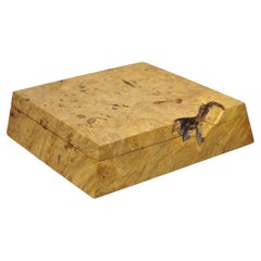 Retro Michael Elkan Studio Craft Carved Burl Wood Trinket Desk Box